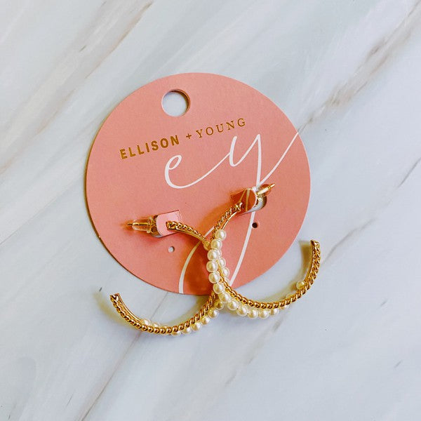 Pearl And Gold Blended Hoop Earring by Ellison and Young