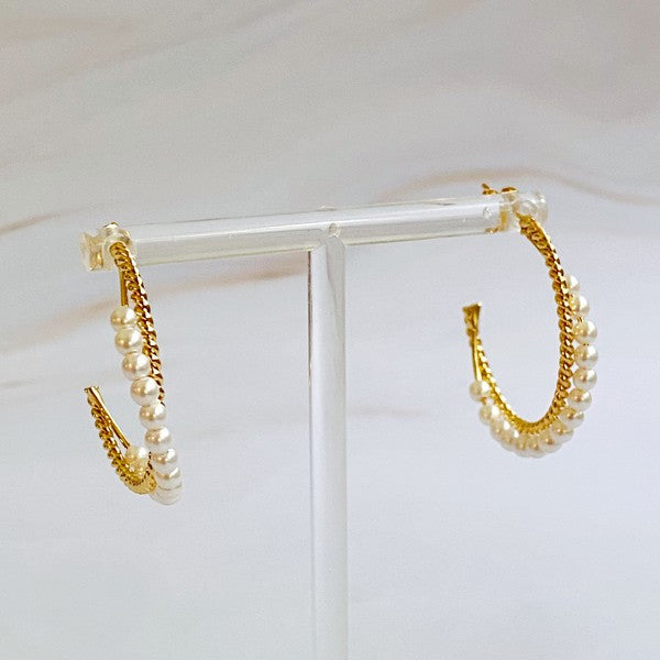 Pearl And Gold Blended Hoop Earring by Ellison and Young
