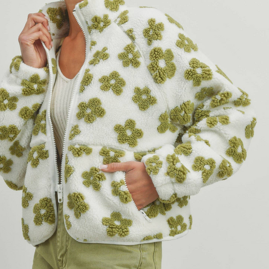 Daisy Pattern Jacket - by Buttermelon - Cute, Fashion, Coats, All Season, Long Sleeve, Womenswear