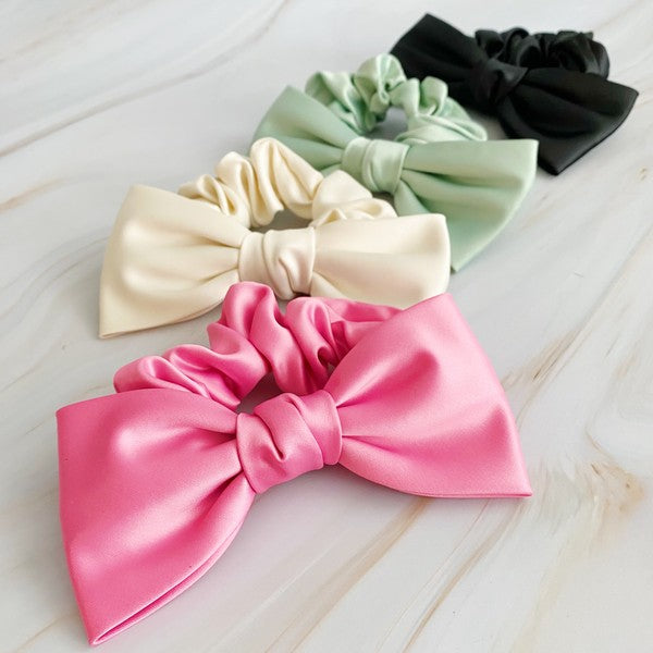 Satin Bow Hair Scrunchie