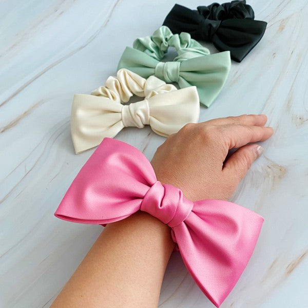 Satin Bow Hair Scrunchie