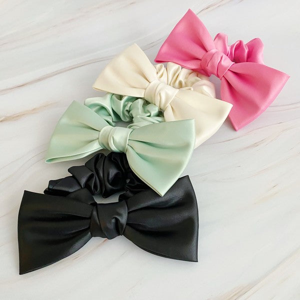 Satin Bow Hair Scrunchie