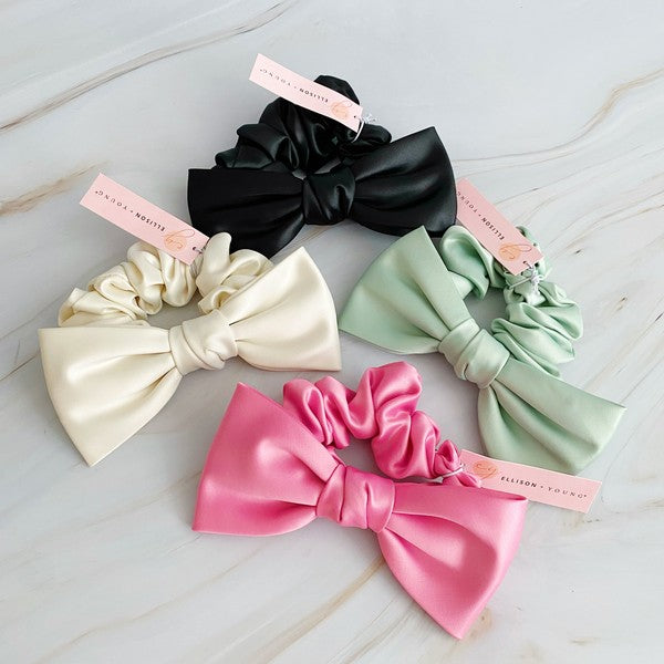 Satin Bow Hair Scrunchie