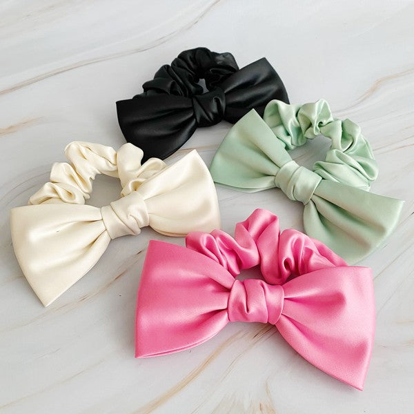 Satin Bow Hair Scrunchie