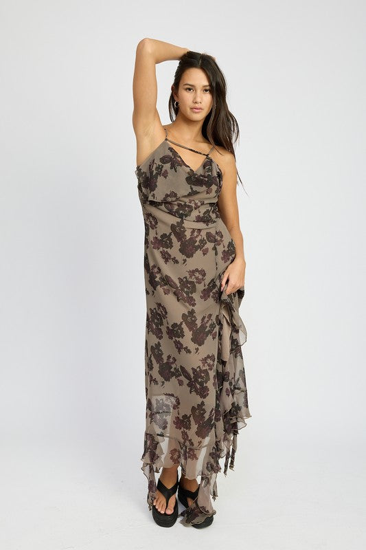 Floral Maxi Dress With Ruffles