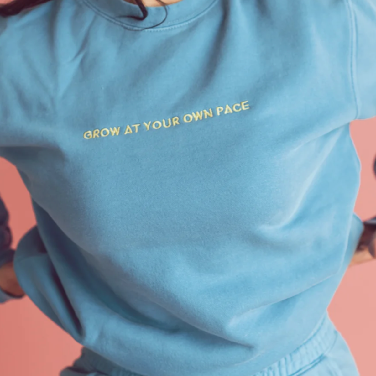 Grow At Your Own Pace Pullover - Embroidered Crewneck Sweatshirt, by JZD, a Latina Founded and Owned Brand, Casual