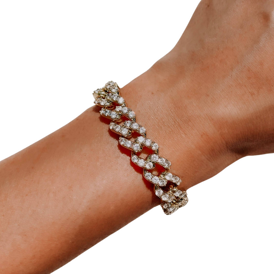 Diamonds & Cigars Bracelet - Cubic Zirconia Encrusted - 18K Gold Plated Brass, Hey Maeve