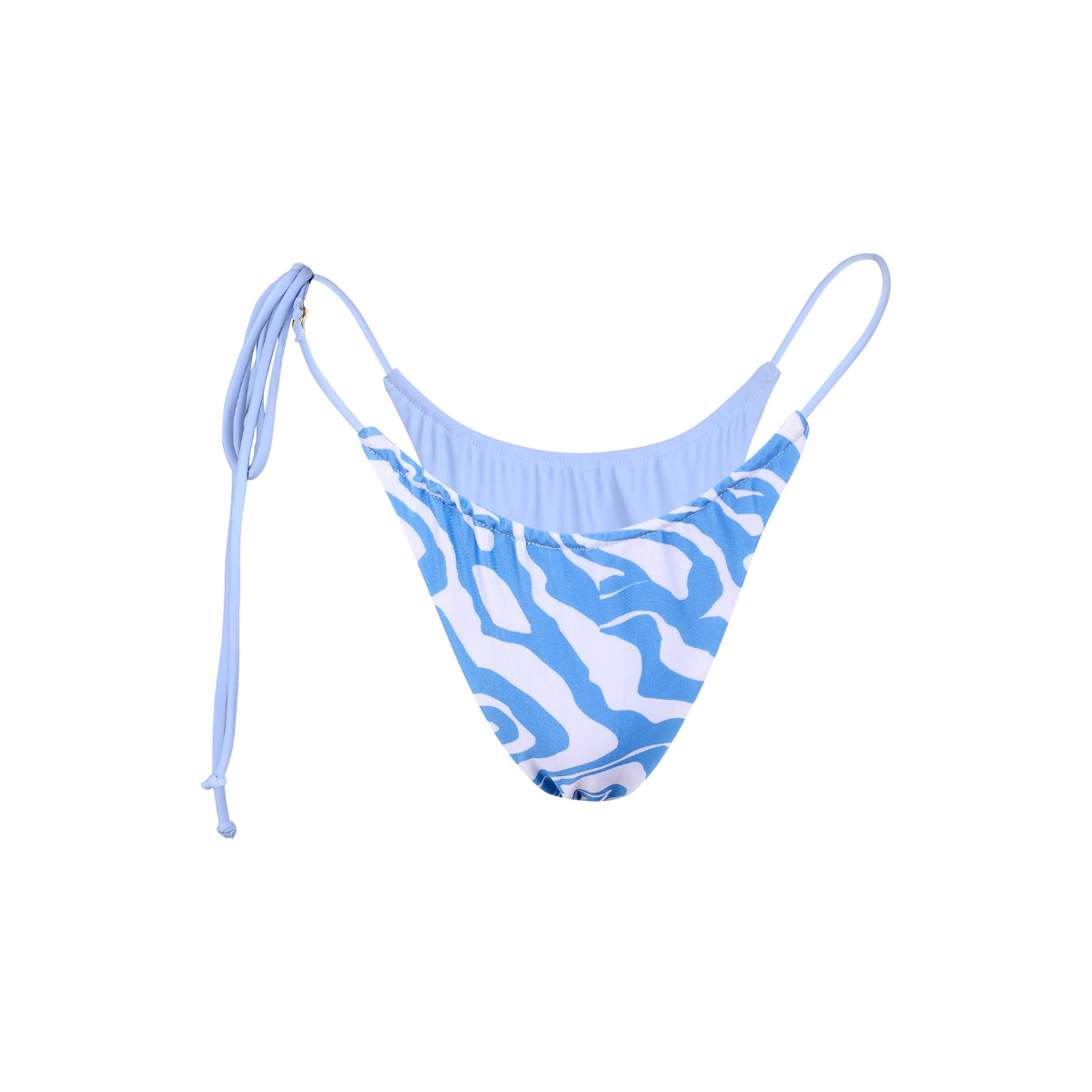 Xena Triangle Bikini Bottoms - Reversible, Blue/White Pattern, Minimal Coverage, One-Side Tie Bottoms, by TIALS, Made in Bali