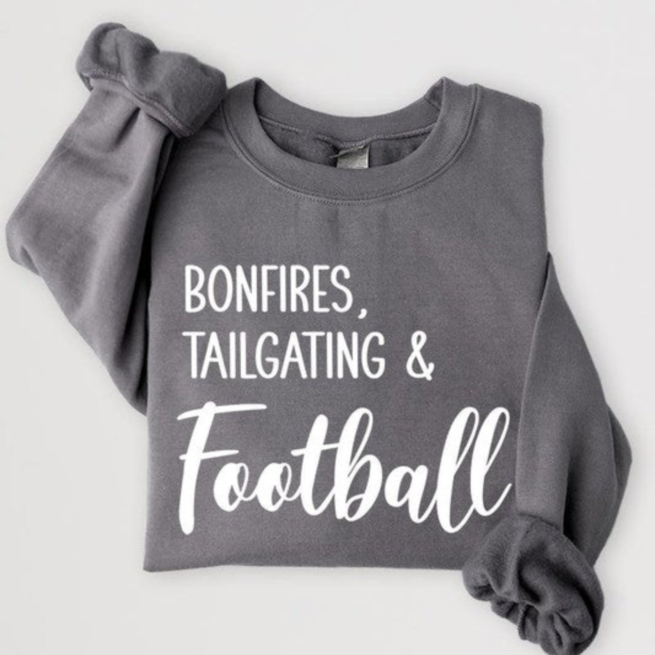 Bonfires, Tailgating, & Football Graphic Crewneck Sweatshirt