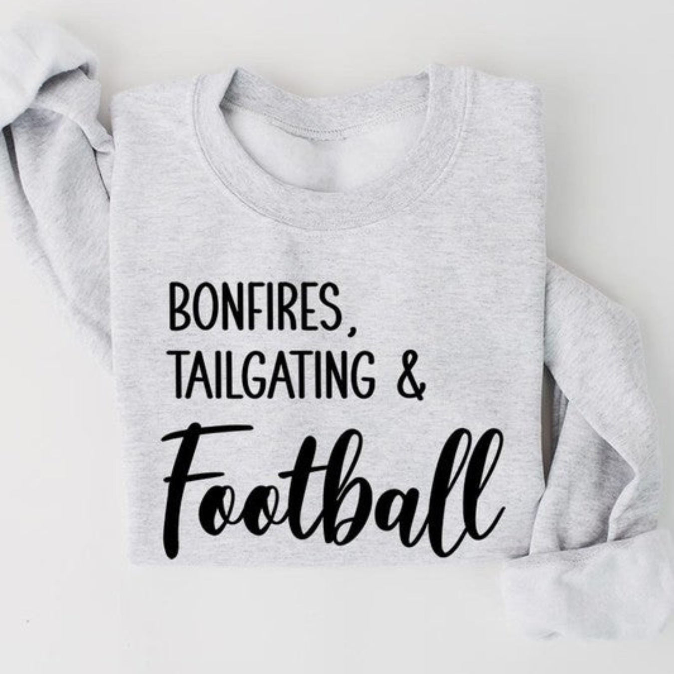 Bonfires, Tailgating, & Football Graphic Crewneck Sweatshirt