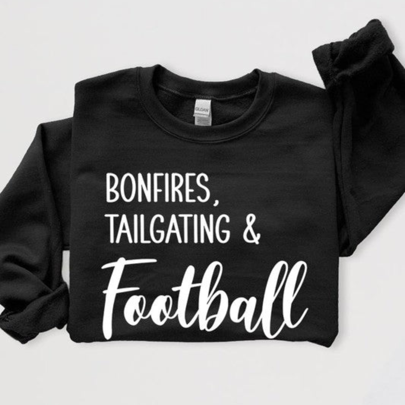 Bonfires, Tailgating, & Football Graphic Crewneck Sweatshirt