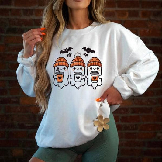 Ghosts + Coffee Graphic Crewneck Sweatshirt