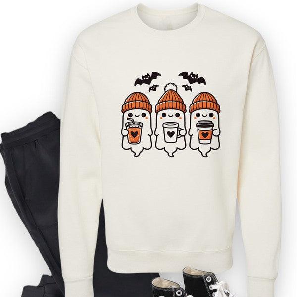 Ghosts + Coffee Graphic Crewneck Sweatshirt