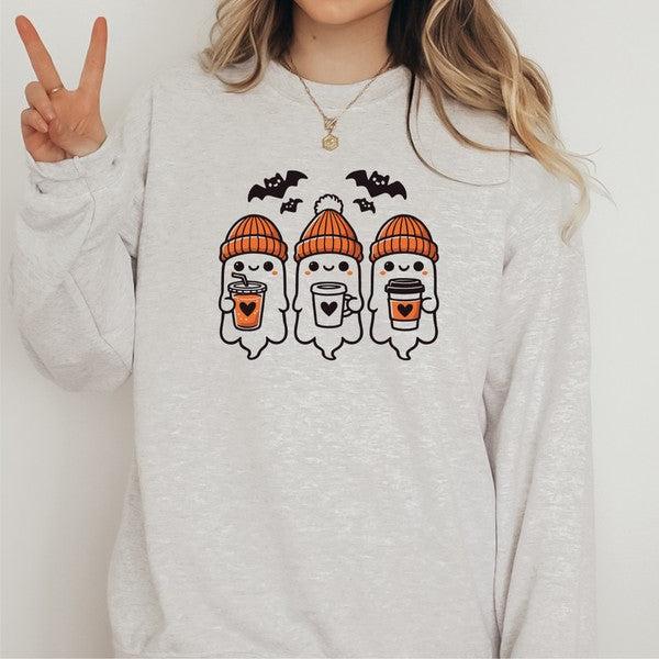 Ghosts + Coffee Graphic Crewneck Sweatshirt