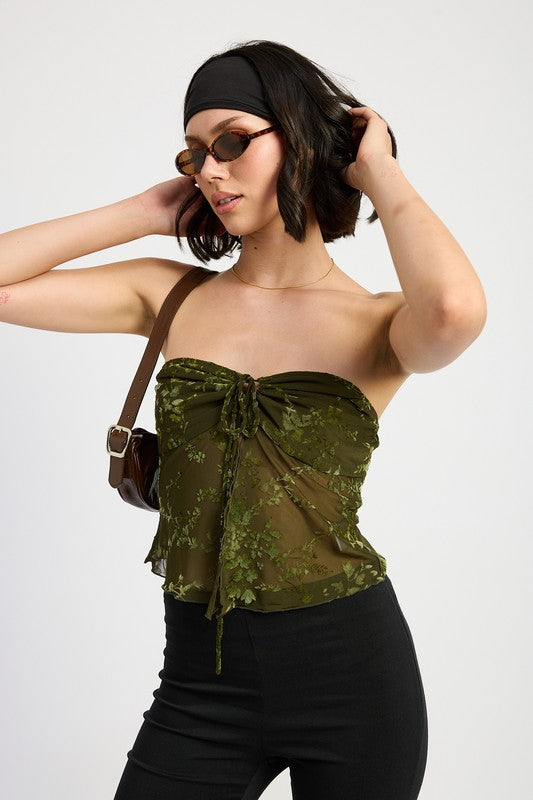 Olive Flyaway Tube Top