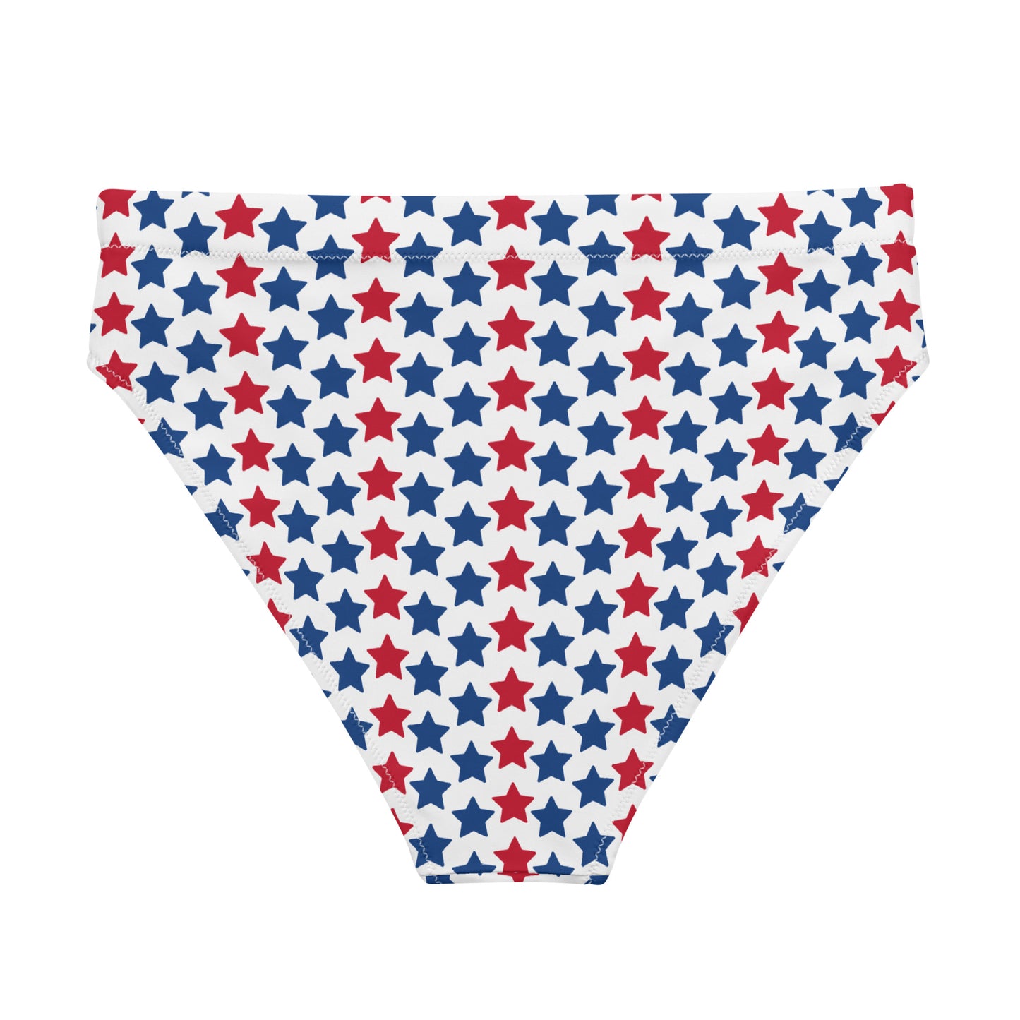 Discover the Red, White, And Stars Recycled High-Waisted Bikini Bottom, crafted for both comfort and sustainability. This eco-conscious design features a double-layered construction for added support and a flattering silhouette. Pair it seamlessly with our matching top for a coordinated beach ensemble or a laid-back day at the spa.  - Double-layered for extra support - Tear-away care label