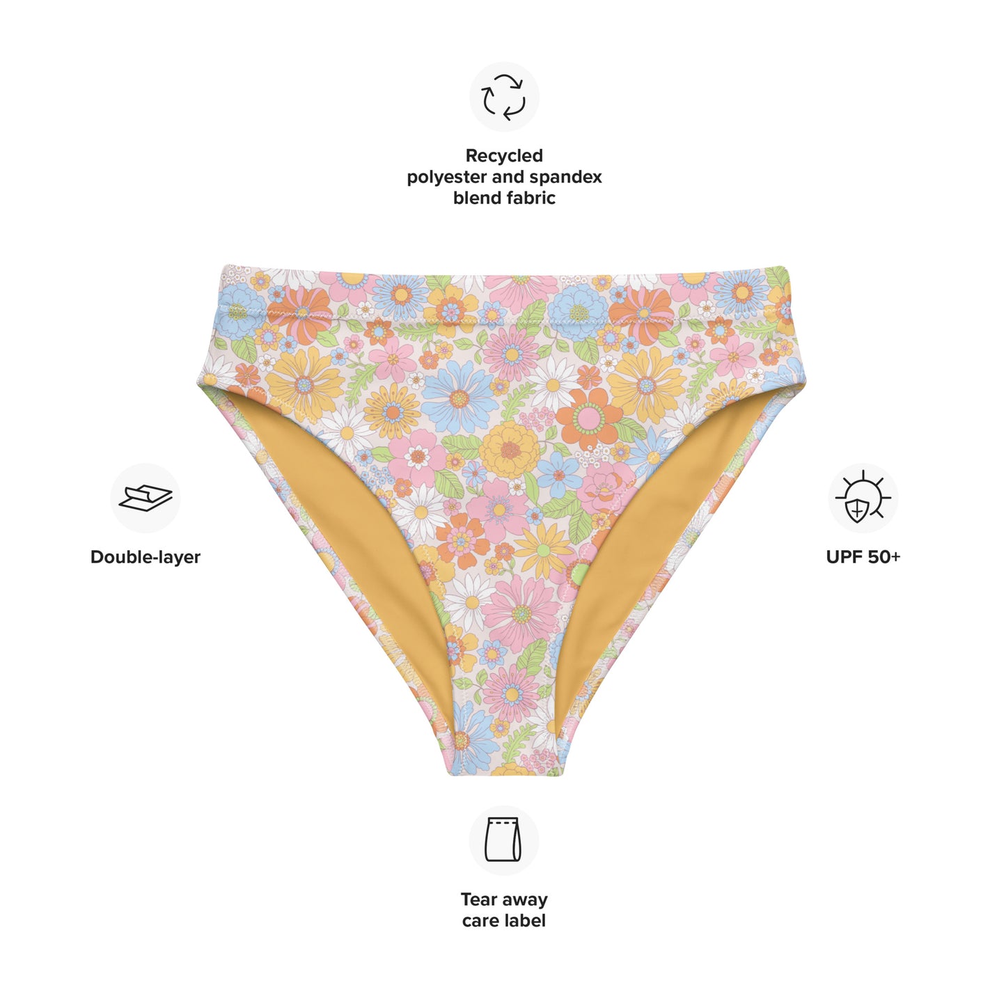 Pastel Floral High-Waisted Bikini Bottom