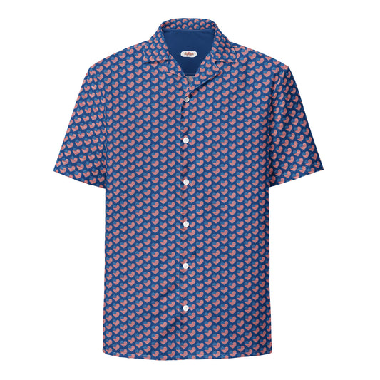 American Hearts Unisex Button Shirt - Your new go-to summer shirt! Combining stylish design with featherlight, moisture-wicking material, it ensures you stay cool and comfortable even on the hottest days.