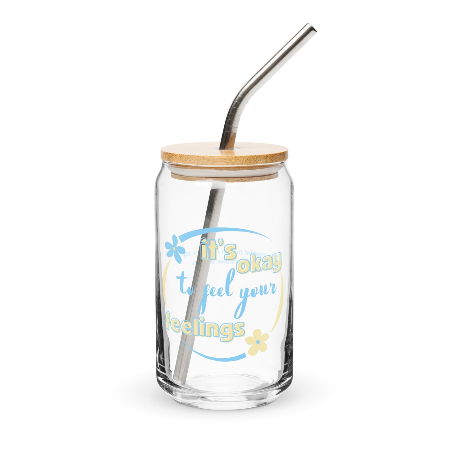 It's Okay to Feel Your Feelings Can-Shaped Glass -  Mental Health Matters by The Banannie Diaries - Volume: 16 oz. (473 ml), Glassware, Houseware