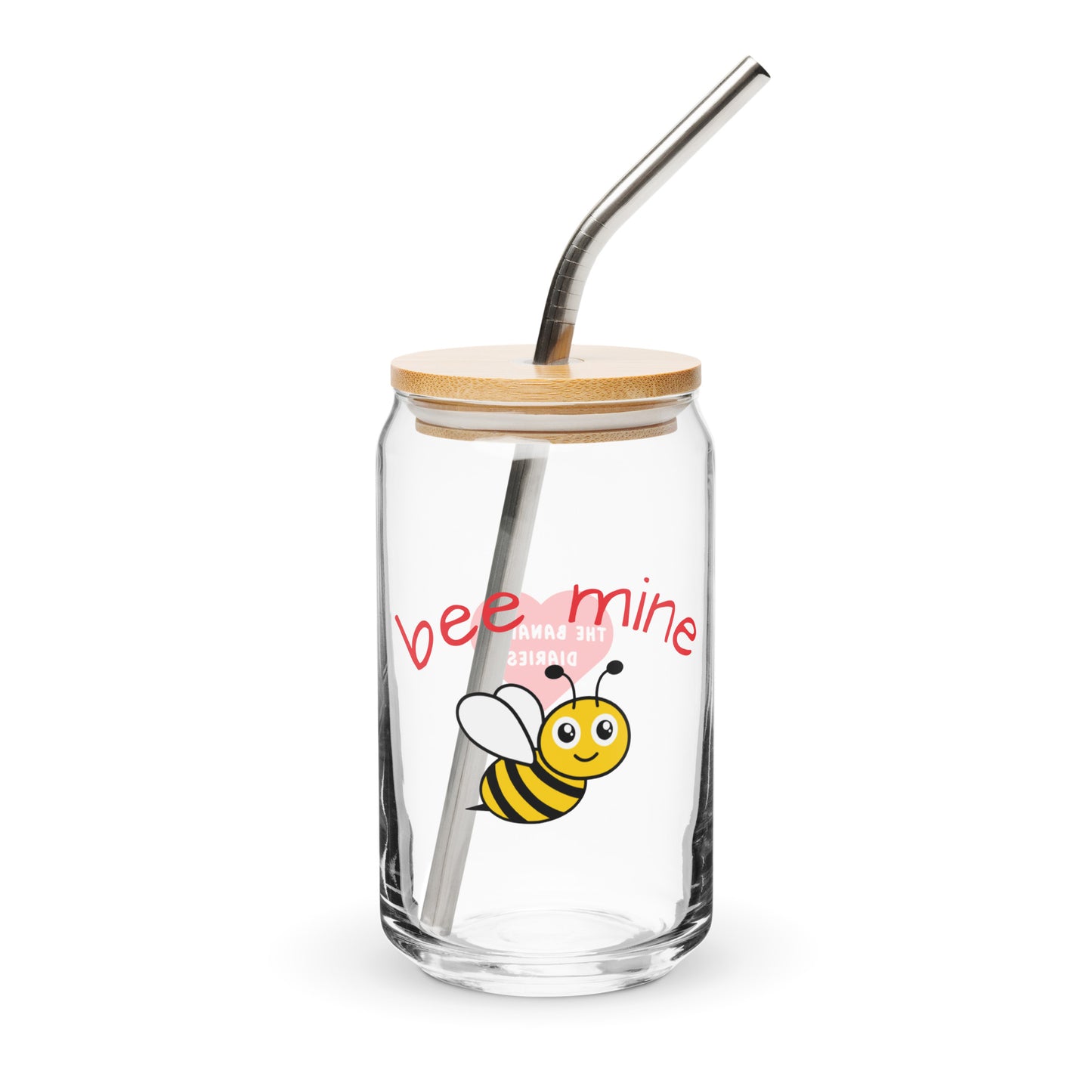 Bee Mine - Can-Shaped Glass, by The Banannie Diaries - Volume: 16 oz. (473 ml), Glassware, Houseware