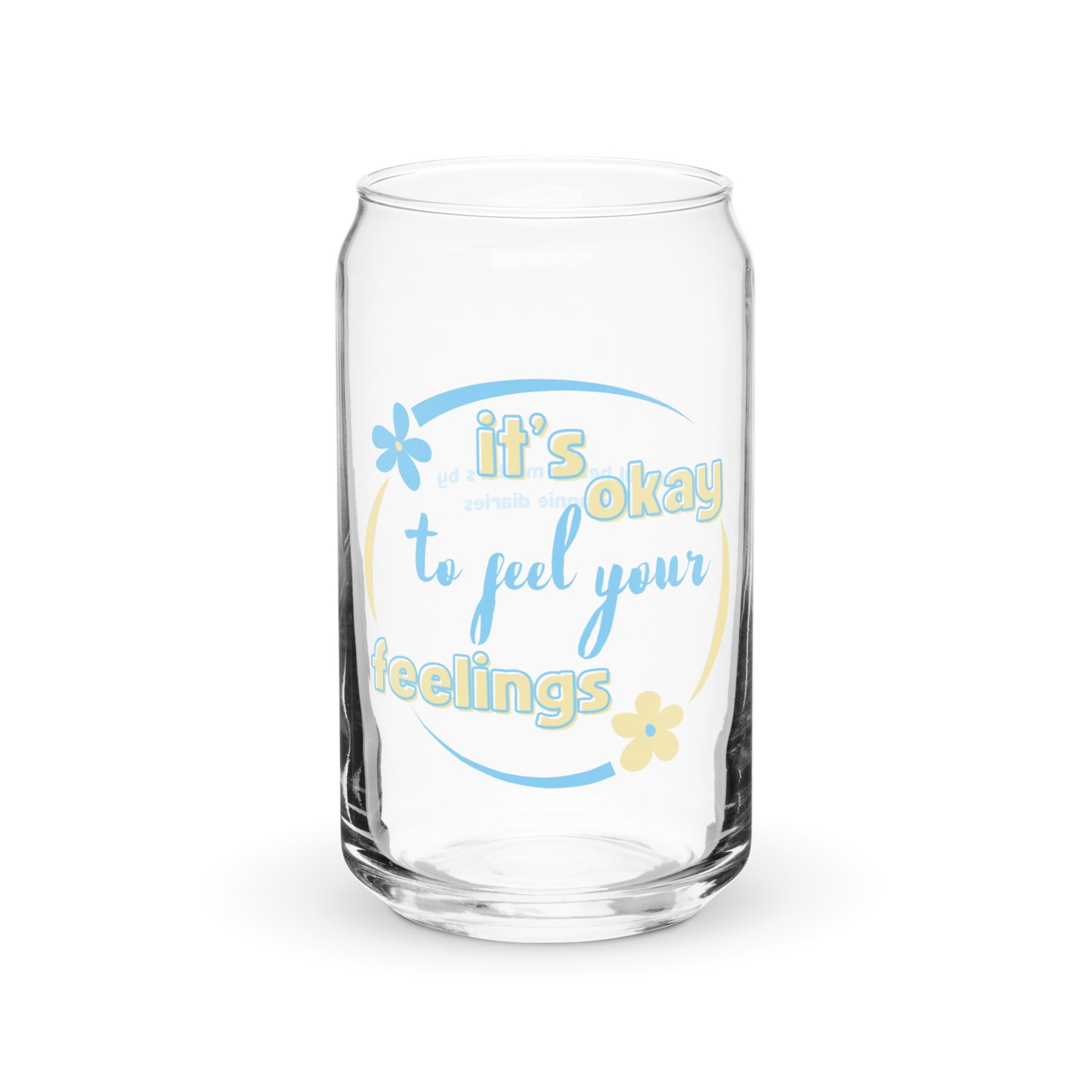 It's Okay to Feel Your Feelings Can-Shaped Glass -  Mental Health Matters by The Banannie Diaries - Volume: 16 oz. (473 ml), Glassware, Houseware