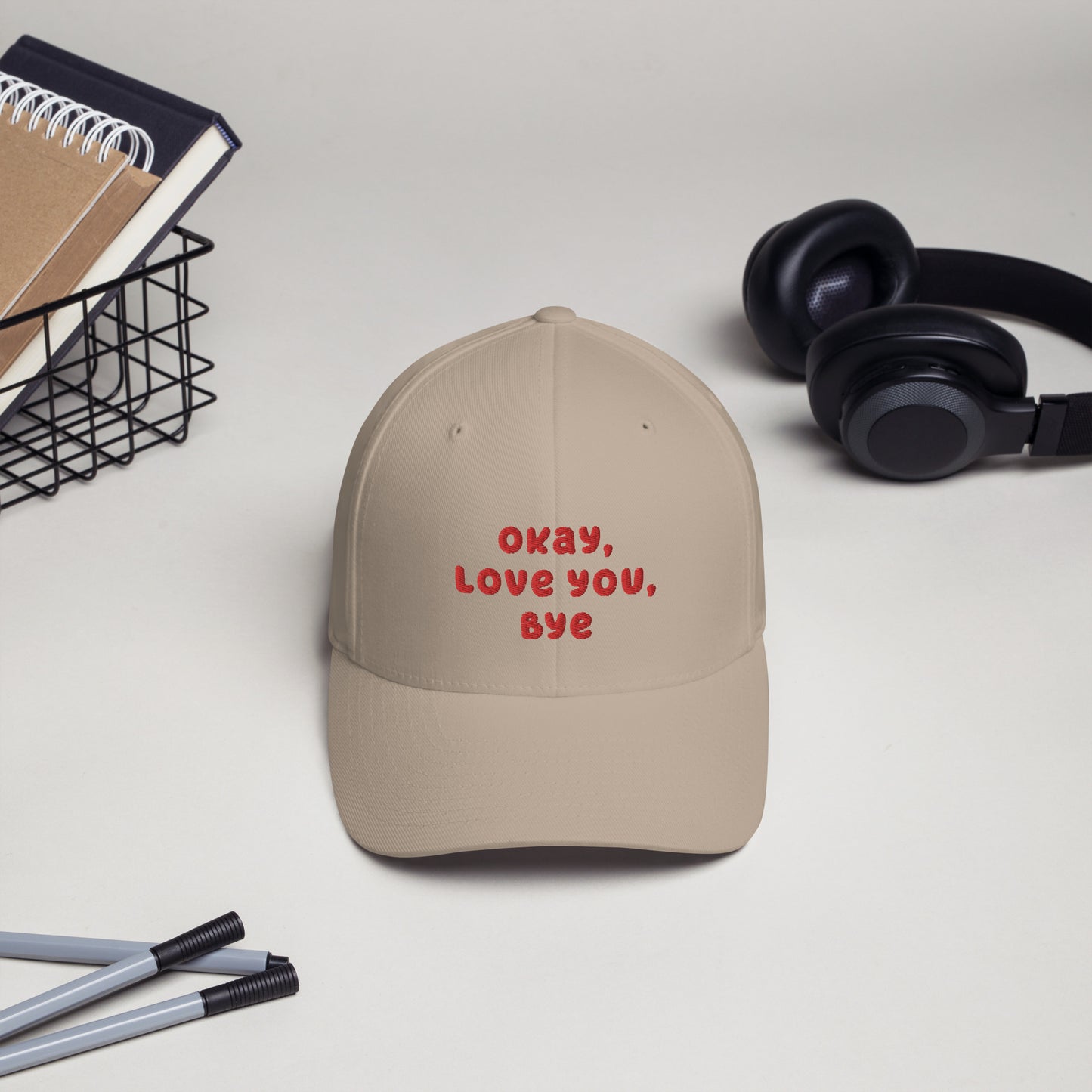 Okay, Love You, Bye Embroidered Twill Cap - Structured Hat, Unisex