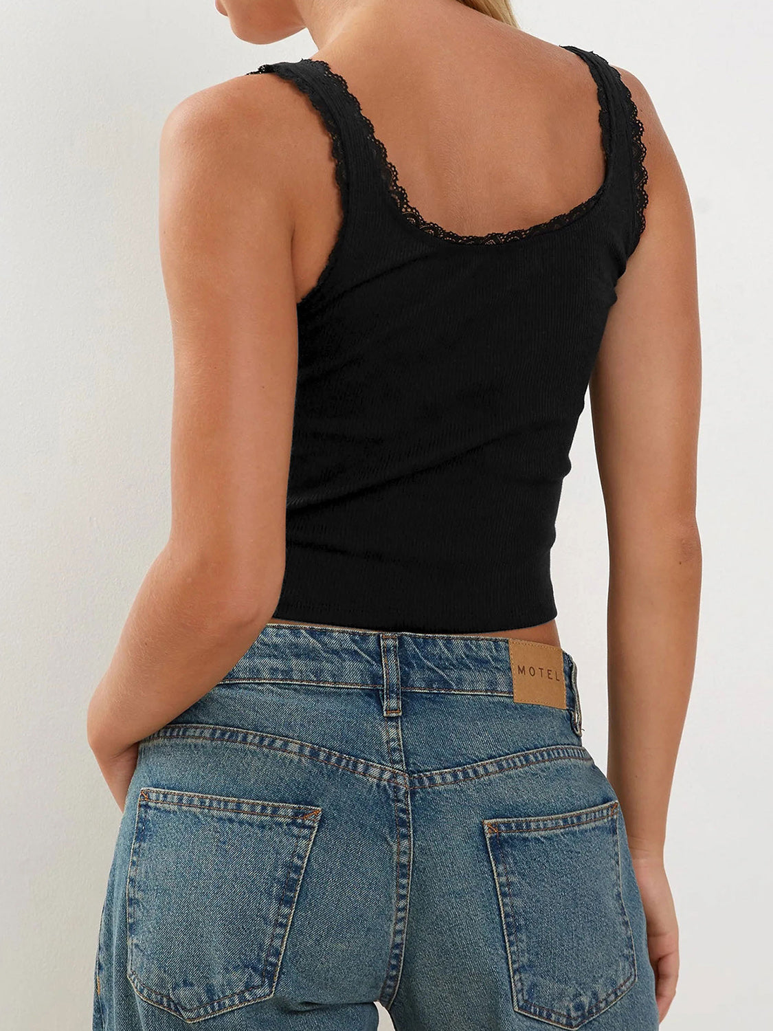 Lace and Bow Square Neck Tank