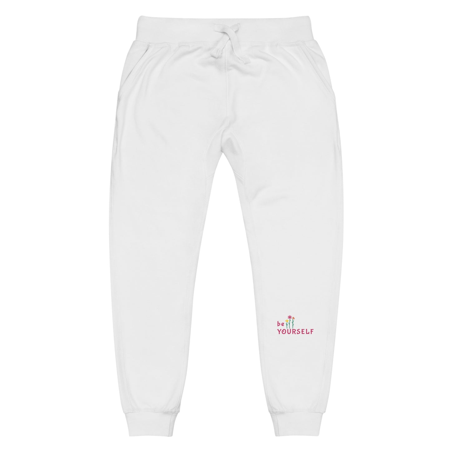 be yourself - printed and embroidered unisex fleece sweatpants by the banannie diaries