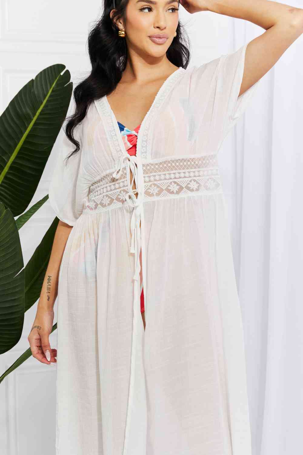 Sun Goddess Tied Maxi Cover-Up - Marina West Swim