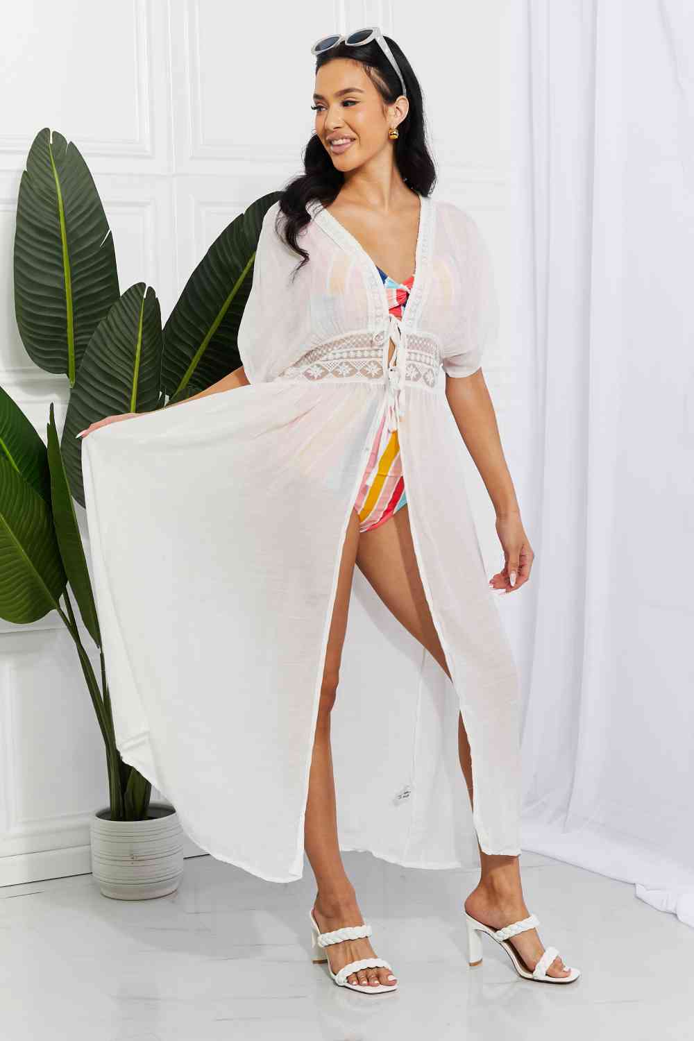 Sun Goddess Tied Maxi Cover-Up - Marina West Swim