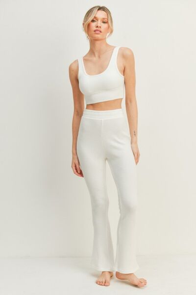 Waffle Tank and High Waist Flare Pants Set - Kimberly C