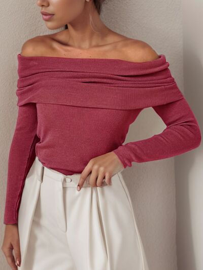 Off-The-Shoulder Long Sleeve Sweater