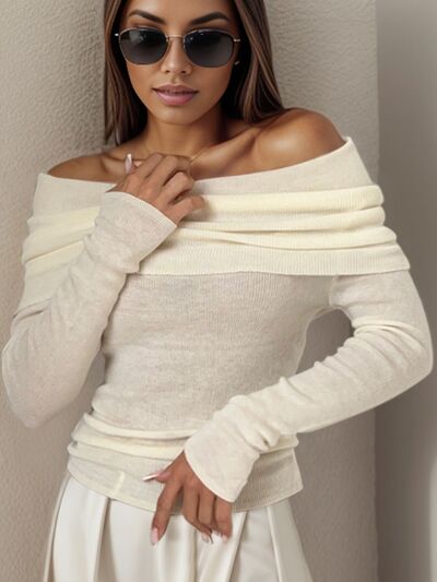 Off-The-Shoulder Long Sleeve Sweater