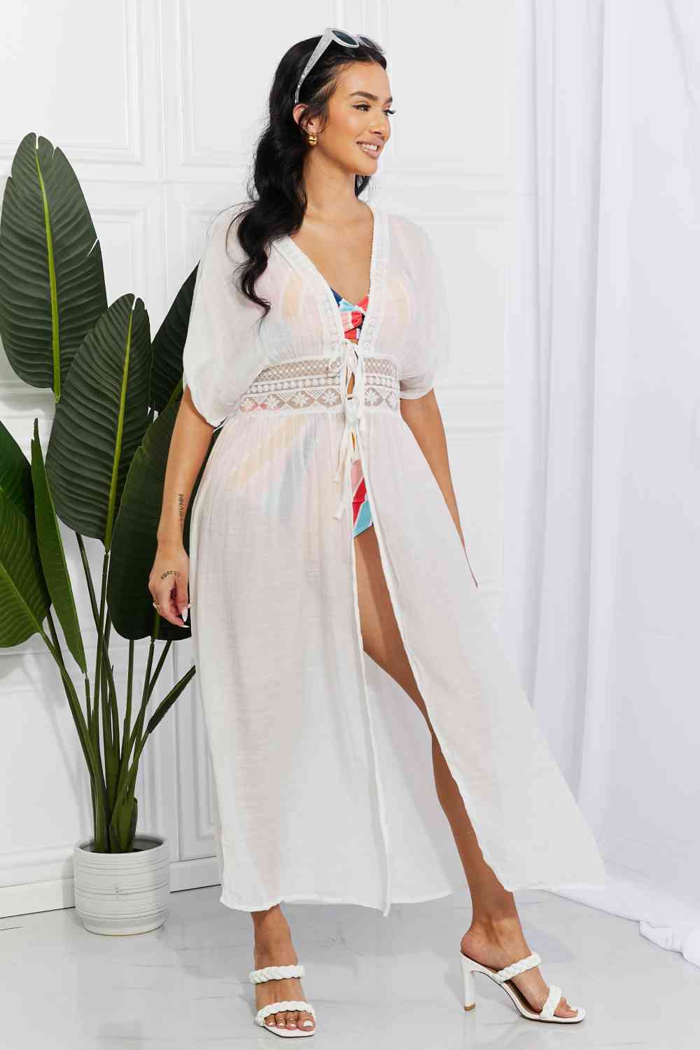 Sun Goddess Tied Maxi Cover-Up - Marina West Swim