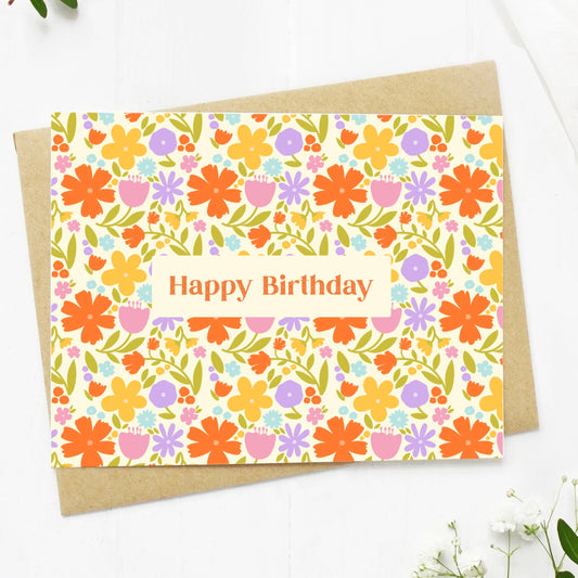 Happy Birthday Floral Greeting Card