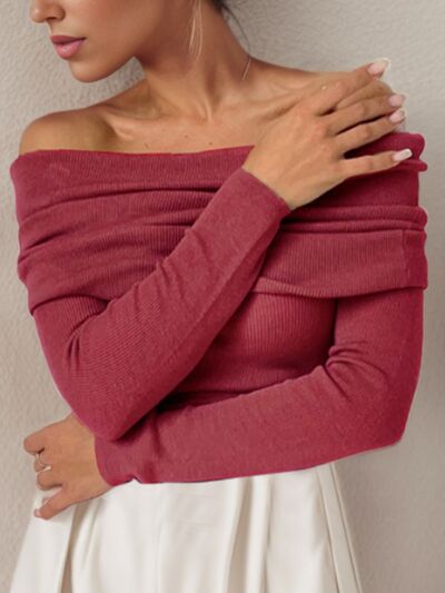 Off-The-Shoulder Long Sleeve Sweater